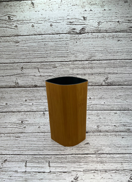 Bamboo Slim Can Koozie / Leatherette Engraveable