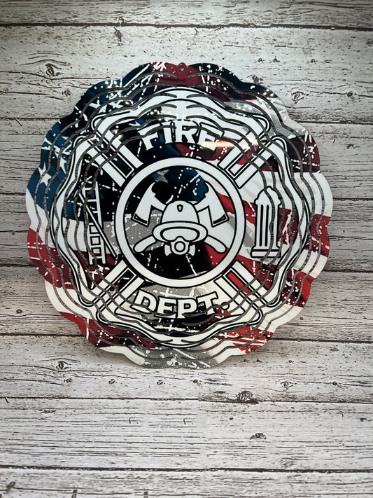 Fire Fighter Wind Spinner 10”