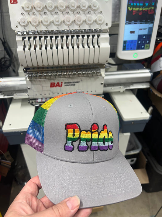 Pride With Grey/Rainbow Embroidered Hat