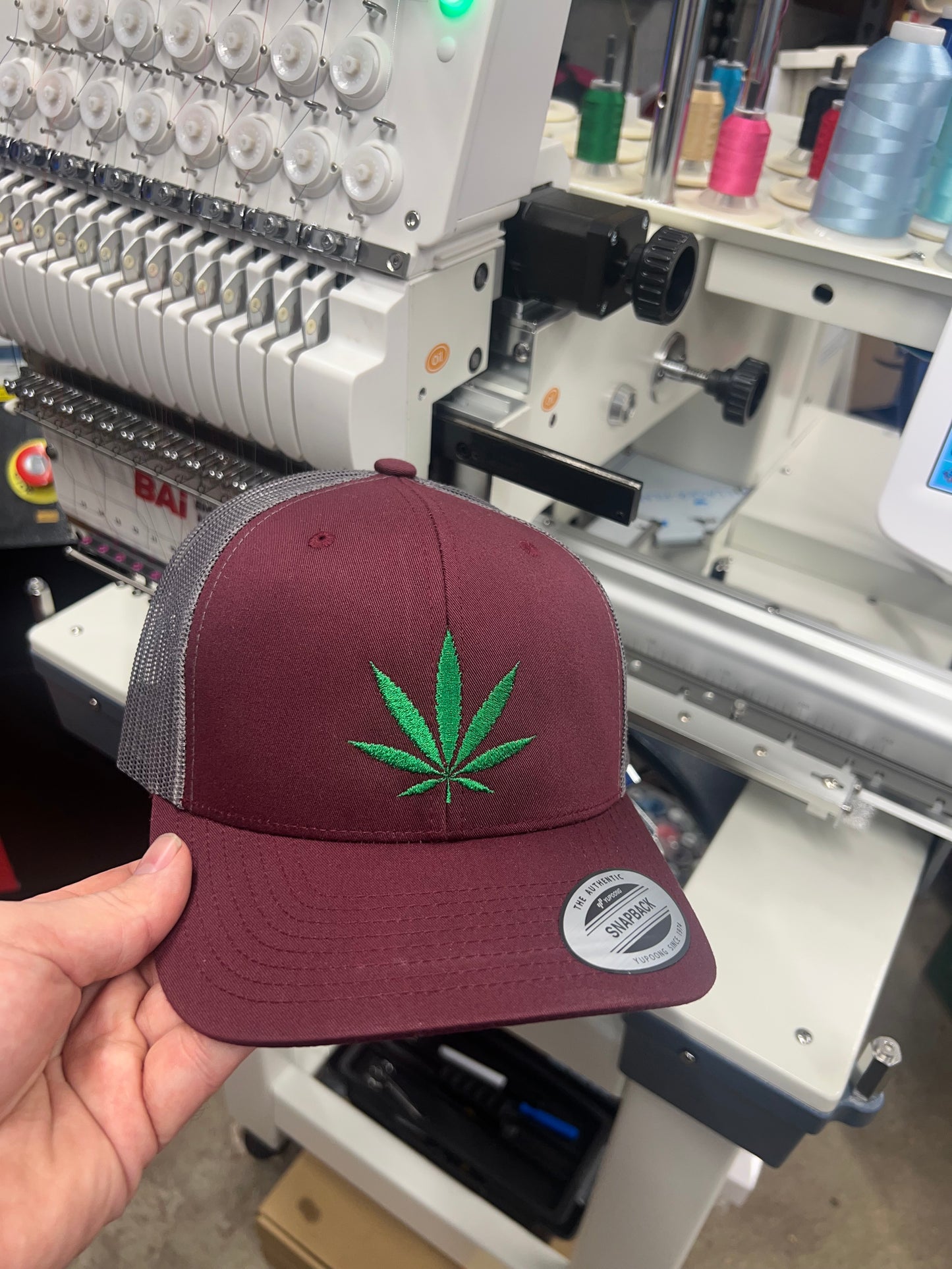 Marijuana Leaf Embroidered Hat