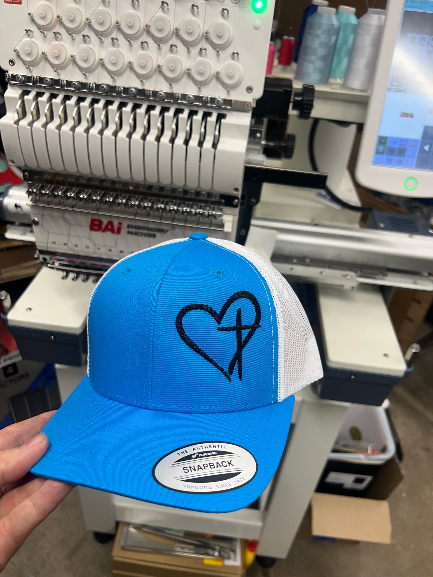 Heart With Cross Embroidered Hat