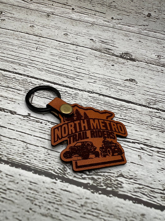 North Metro Trail Riders Keychain REAL Leather - Engraved